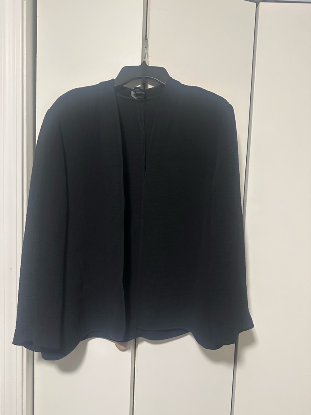 Eileen Fisher Black Open-Front Textured Jacket
